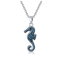 Load image into Gallery viewer, Seahorse Spinal Turquoise Pendant Necklace