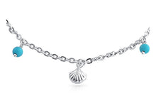 Load image into Gallery viewer, Nautical Seashell Aqua Dangle Anklet