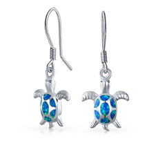 Load image into Gallery viewer, Sterling Silver Turtle Dangle Earrings