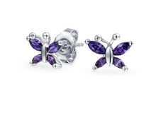Load image into Gallery viewer, Amethyst Butterfly Post Earrings