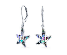 Load image into Gallery viewer, Sterling Silver Starfish Dangle Leverback Earrings