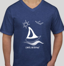 Load image into Gallery viewer, Unisex Vneck T-Shirt Sailboat Design