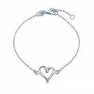 Sterling Silver Open Ribbon Heart Adjustable Bracelet