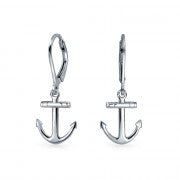 Sterling Silver Leverback Anchor Earrings