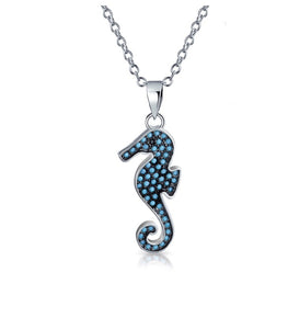 Seahorse Spinal Turquoise Pendant Necklace