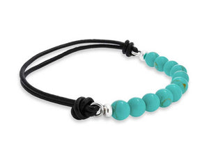 Turquoise Genuine Leather Stretch Bracelet