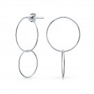 Sterling Silver Hoop Link Dangle Earrings