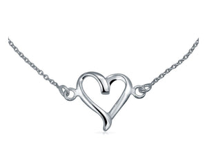 Sterling Silver Open Ribbon Heart Adjustable Bracelet