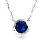 Sterling Silver Blue Bezel Solitaire Necklace