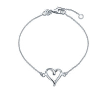 Load image into Gallery viewer, Sterling Silver Open Ribbon Heart Adjustable Bracelet
