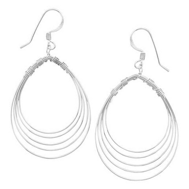 Sterling Silver Pear Shape Wire Earrings