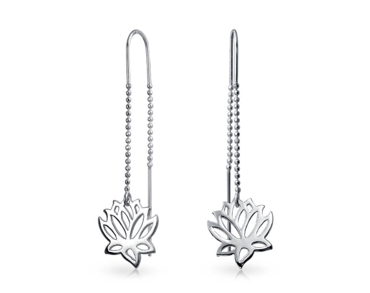 Zen Lotus Flower Threader Earrings