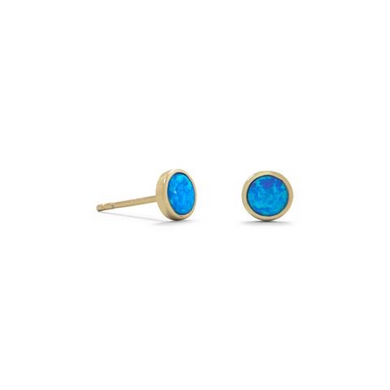 Blue Opal Bezel Earrings