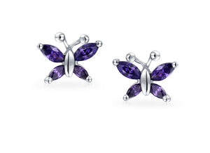 Amethyst Butterfly Post Earrings