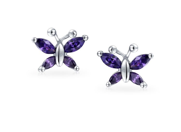 Amethyst Butterfly Post Earrings Catch Eat Release