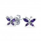 Load image into Gallery viewer, Amethyst Butterfly Post Earrings