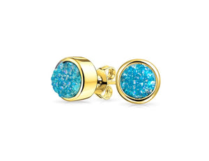 Ocean blue druzy stud earrings