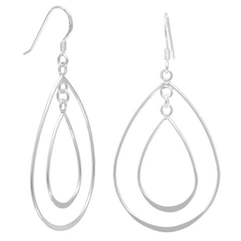 Sterling Silver Double Pear Shape Drop Earrings