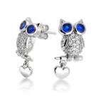 Blue Sapphire Owl Studs