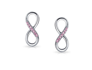 Pink CZ Sterling Silver Infinity Earrings