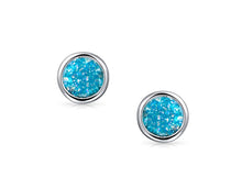 Load image into Gallery viewer, Ocean Blue Druzy Stud Earrings
