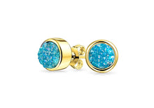 Load image into Gallery viewer, Ocean blue druzy stud earrings