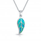 Ocean Blue Leaf Design Charm Necklace