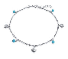 Load image into Gallery viewer, Nautical Seashell Aqua Dangle Anklet