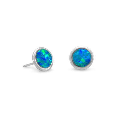 Vibrant Ocean Blue Opal Stud Earrings