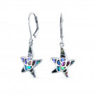 Sterling Silver Starfish Dangle Leverback Earrings