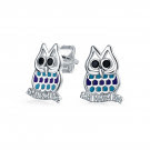 Load image into Gallery viewer, Wise Owl Blue Stud Earrings