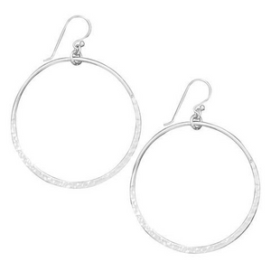 Hammered Open Circle Sterling Silver Earrings