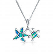 Load image into Gallery viewer, Starfish and Sea Turtle Pendant Necklace