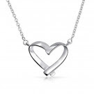 Sterling Silver Floating Ribbon Open Heart Necklace