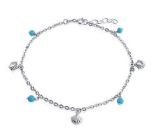 Load image into Gallery viewer, Nautical Seashell Aqua Dangle Anklet