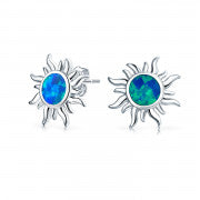 Sunburst Ocean Blue Sterling Silver Earrings