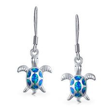 Load image into Gallery viewer, Sterling Silver Turtle Dangle Earrings