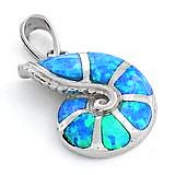 Rhodium Plated Sterling Silver Shell Charm