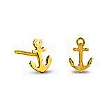 Anchor Stud Gold Earrings