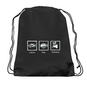 Catch Eat Release Drawstring Tote Bag