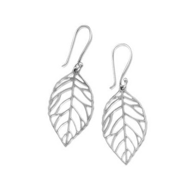 Sterling Silver Leaf Cut Out Earrings